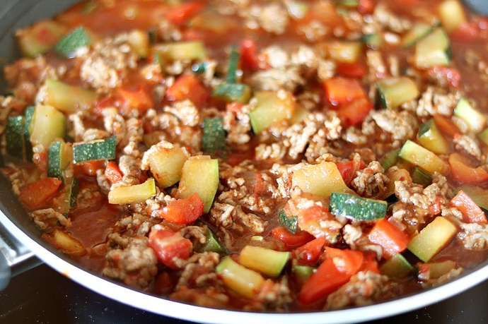 Zucchini Hack Pfanne mit Feta_5