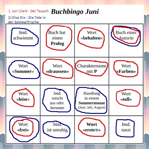 Bücherbingo Lesejury Juni 2022 fertig